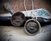 lion wax seal necklace - VIRTUS MILLE SCUTA - virtue - Howard family crest