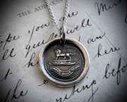 lion wax seal necklace - VIRTUS MILLE SCUTA - virtue - Howard family crest