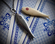 fish necklace pendant - larger fish - historic bone fish counter jewelry