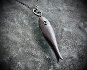 fish necklace pendant - larger fish - historic bone fish counter jewelry