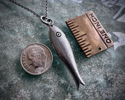 fish necklace pendant - larger fish - historic bone fish counter jewelry