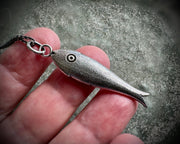 fish necklace pendant - larger fish - historic bone fish counter jewelry