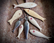 fish necklace pendant - larger fish - historic bone fish counter jewelry