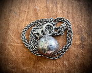 small orb necklace pendant - silver sea glass marble jewelry