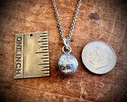 small orb necklace pendant - silver sea glass marble jewelry