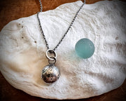 small orb necklace pendant - silver sea glass marble jewelry