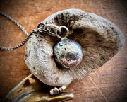 small orb necklace pendant - silver sea glass marble jewelry