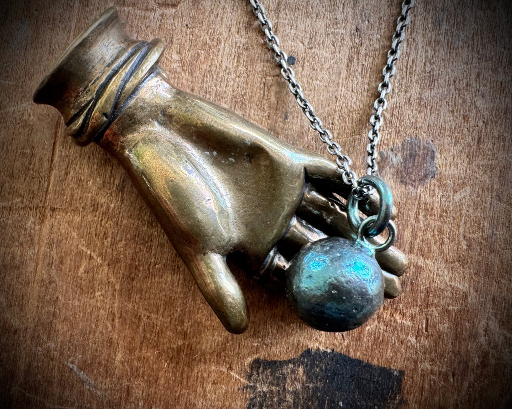 small orb necklace pendant - silver sea glass marble jewelry