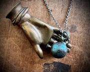small orb necklace pendant - silver sea glass marble jewelry