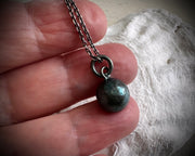 small orb necklace pendant - silver sea glass marble jewelry