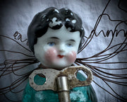 doll face necklace pendant - sterling silver Frozen Charlotte doll face