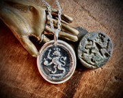 lion wax seal necklace - medieval wax seal jewelry