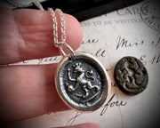 lion wax seal necklace - medieval wax seal jewelry