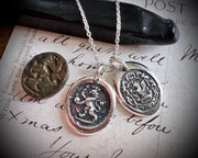 lion wax seal necklace - medieval wax seal jewelry