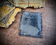 large Victorian lovers swivel locket with tintype photo - antique jewelry