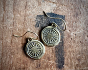 compass wax seal earrings - brass wax seal jewelry
