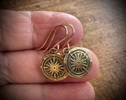 compass wax seal earrings - brass wax seal jewelry