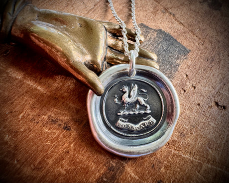 griffin wax seal necklace - FORWARD - impressed wax seal jewelry