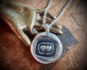 two hearts wax seal necklace - inseparable hearts - wax seal jewelry
