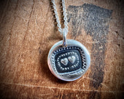 two hearts wax seal necklace - inseparable hearts - wax seal jewelry