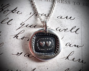 two hearts wax seal necklace - inseparable hearts - wax seal jewelry