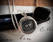two hearts wax seal necklace - inseparable hearts - wax seal jewelry