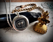 two hearts wax seal necklace - inseparable hearts - wax seal jewelry