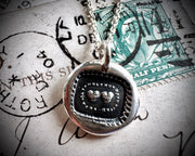 two hearts wax seal necklace - inseparable hearts - wax seal jewelry