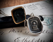 urn under a weeping willow tree - remember me - impressed mourning jewelry
