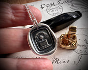 urn under a weeping willow tree - remember me - impressed mourning jewelry