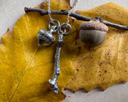 oak and acorn necklace pendant - botanical jewelry