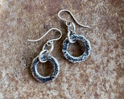 corroded split lock washer dangle earrings ... rustic silver brutalist hardware jewelry