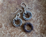 corroded split lock washer dangle earrings ... rustic silver brutalist hardware jewelry