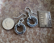 corroded split lock washer dangle earrings ... rustic silver brutalist hardware jewelry