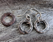corroded split lock washer dangle earrings ... rustic silver brutalist hardware jewelry