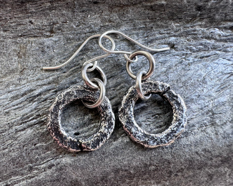 corroded split lock washer dangle earrings ... rustic silver brutalist hardware jewelry
