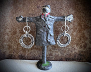 corroded split lock washer dangle earrings ... rustic silver brutalist hardware jewelry