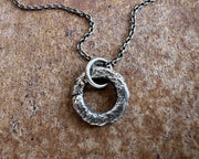 corroded split lock washer necklace pendant ... rustic silver hardware jewelry