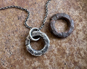 corroded split lock washer necklace pendant ... rustic silver hardware jewelry