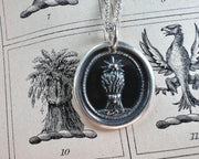 wheat sheaf wax seal necklace - bountiful wax seal jewelry