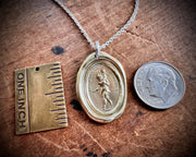 devil and cupid wax seal necklace - in golden bronze - LE DIABLE EMPORTE