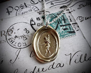 devil and cupid wax seal necklace - in golden bronze - LE DIABLE EMPORTE