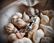 whelk shell spiral necklace pendant in sterling silver
