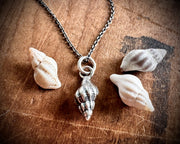 whelk shell spiral necklace pendant in sterling silver