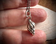 whelk shell spiral necklace pendant in sterling silver