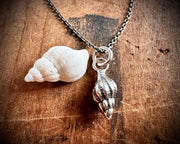 whelk shell spiral necklace pendant in sterling silver