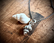 whelk shell spiral necklace pendant in sterling silver