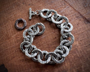 rusty old split lock washer link bracelet ... rustic silver hardware jewelry