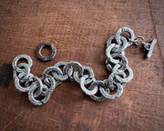 rusty old split lock washer link bracelet ... rustic silver hardware jewelry