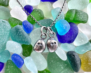 Vidrio and Vetro sea glass ghost pendants - twin sea glass jewelry